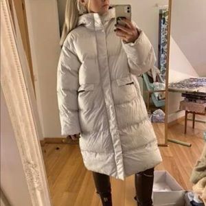 Long beige winter coat